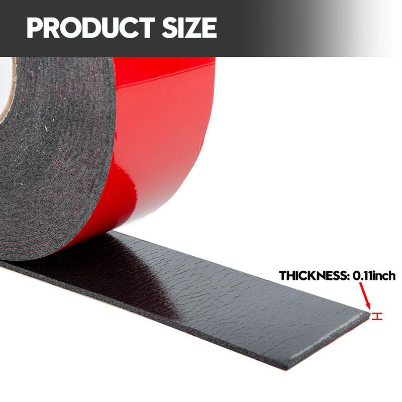 ToLanbbt Double Sided Foam Tape 1.18In x 33FT, Mounting Tape Heavy Duty, Strong Adhesive Weatherproof Seal Strips for DIY Craft Picture Poster, Car & Gap Filling Mountings, Home Office Decor (Black) - Image 2